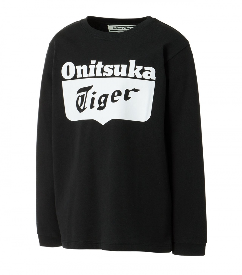 Black / White Onitsuka Tiger Ls Logo T Shirts | 35291-FXYI