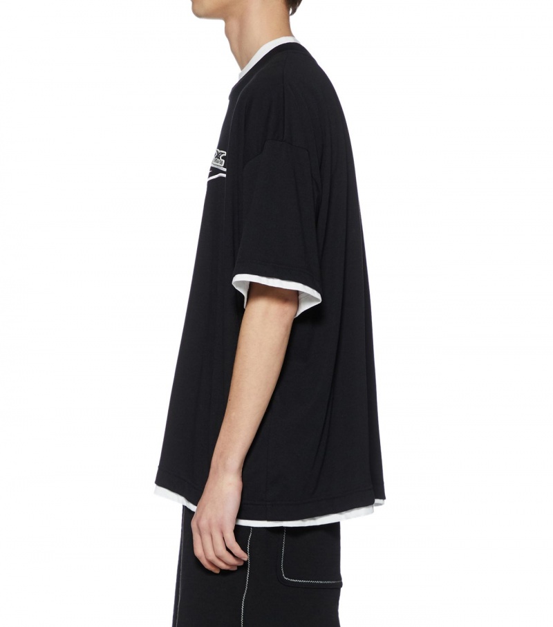 Black / White Onitsuka Tiger Ss Tops | 52497-DWLH