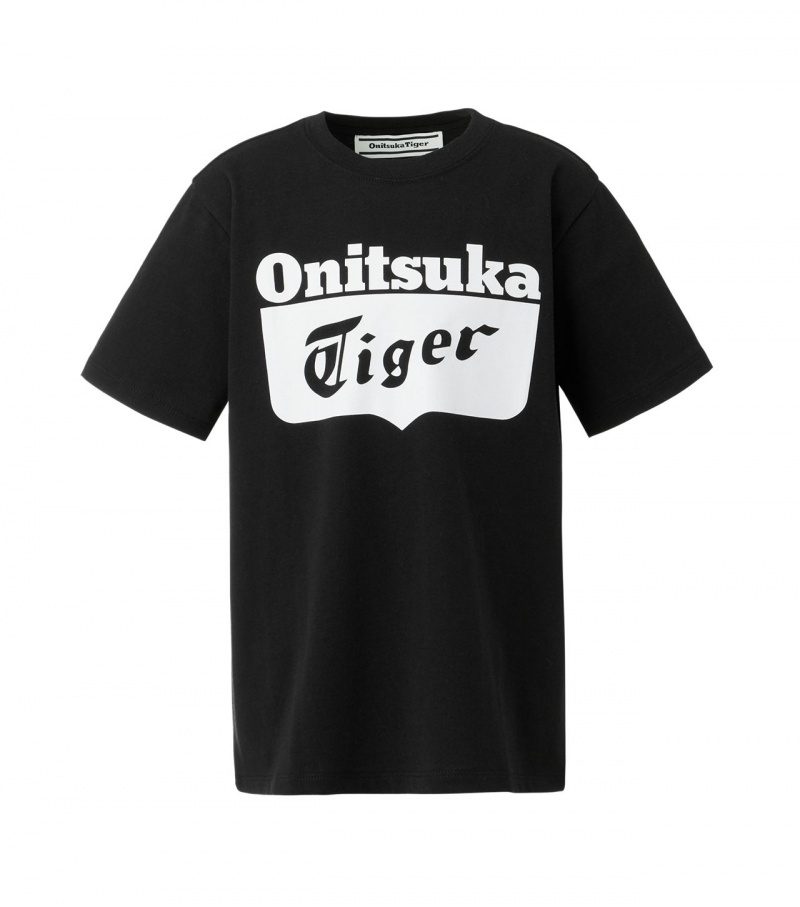 Black / White Onitsuka Tiger T Shirts | 03162-DLOA