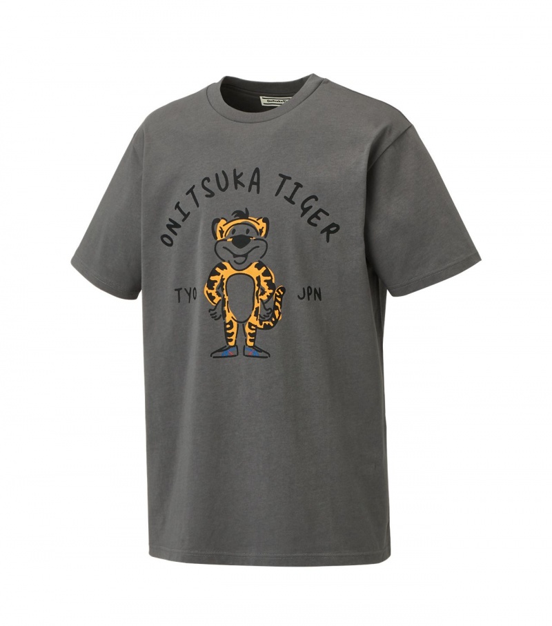 Grey Onitsuka Tiger Graphic T Shirts | 25781-ZUJO