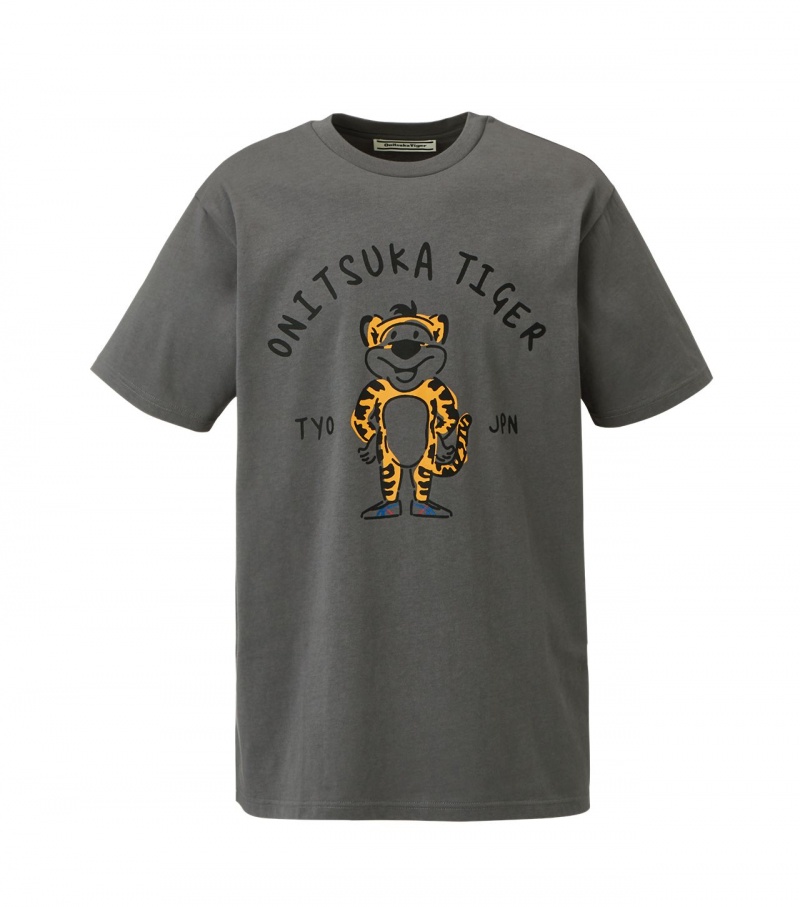 Grey Onitsuka Tiger Graphic T Shirts | 25781-ZUJO