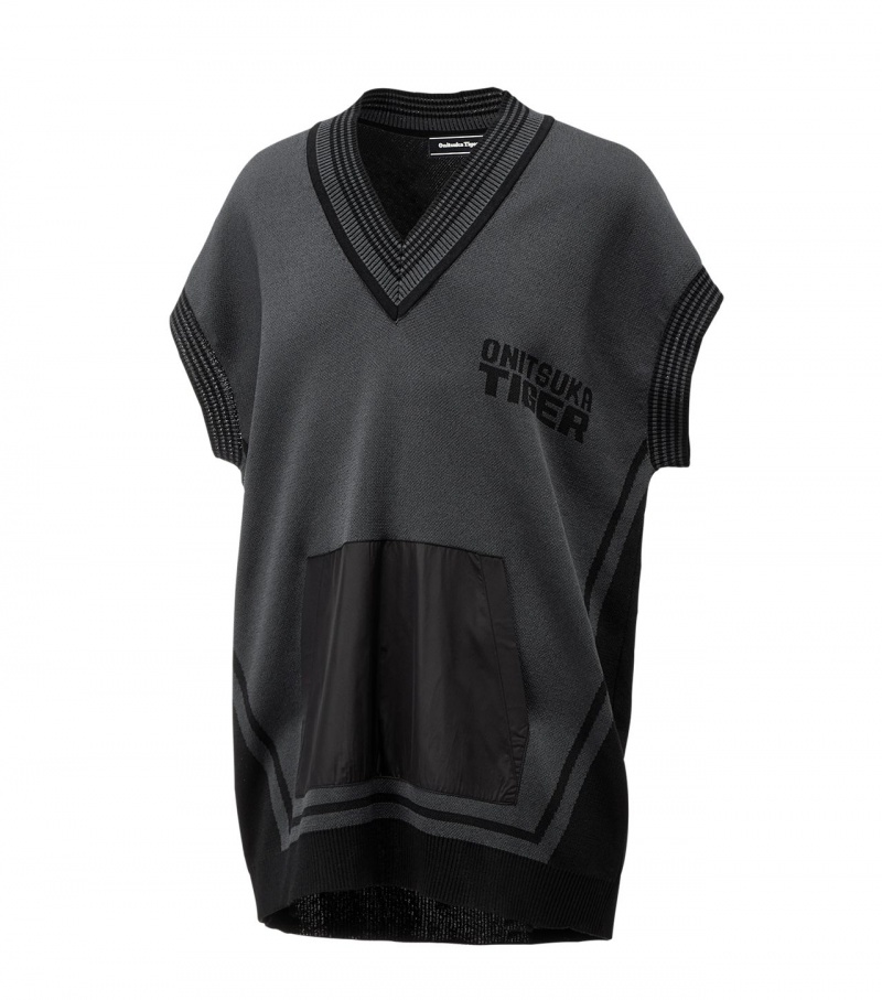 Grey Onitsuka Tiger Knit Vest | 87352-TKRY