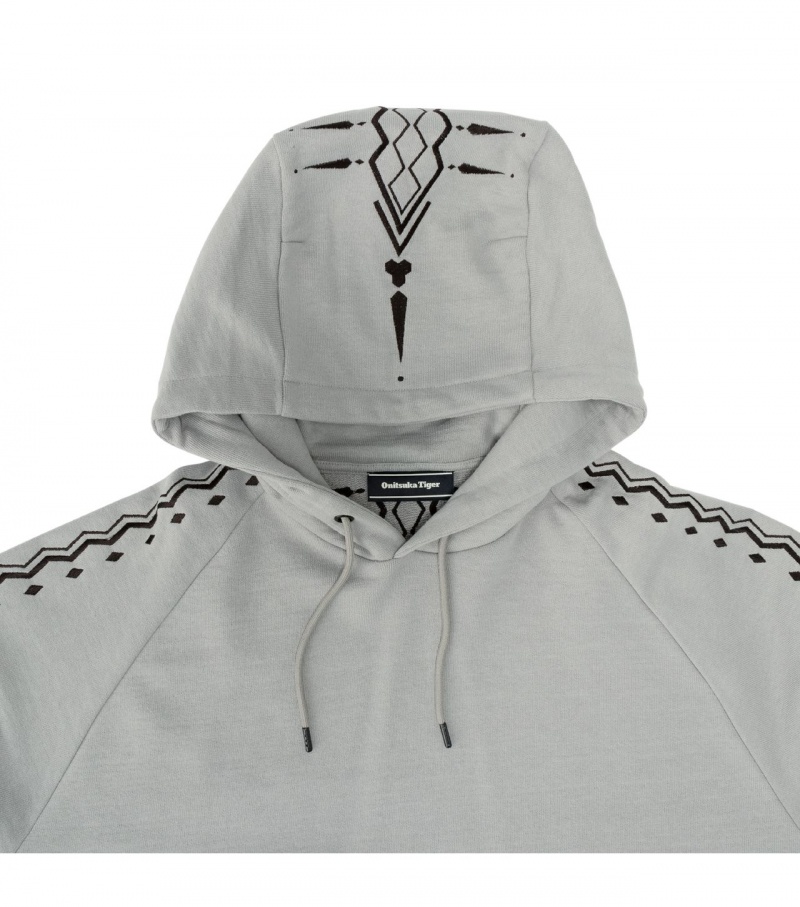 Grey / Black Onitsuka Tiger Hoodie | 46782-HKCQ