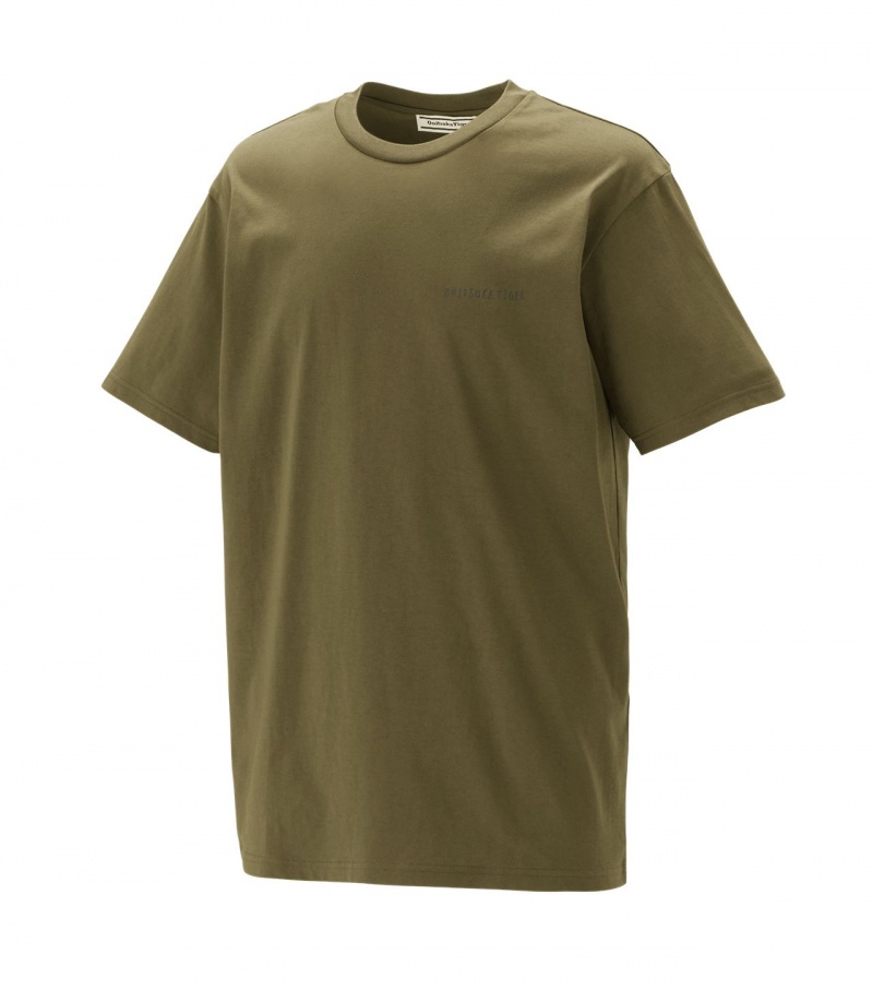 Khaki Onitsuka Tiger Graphic T Shirts | 87492-FOKB