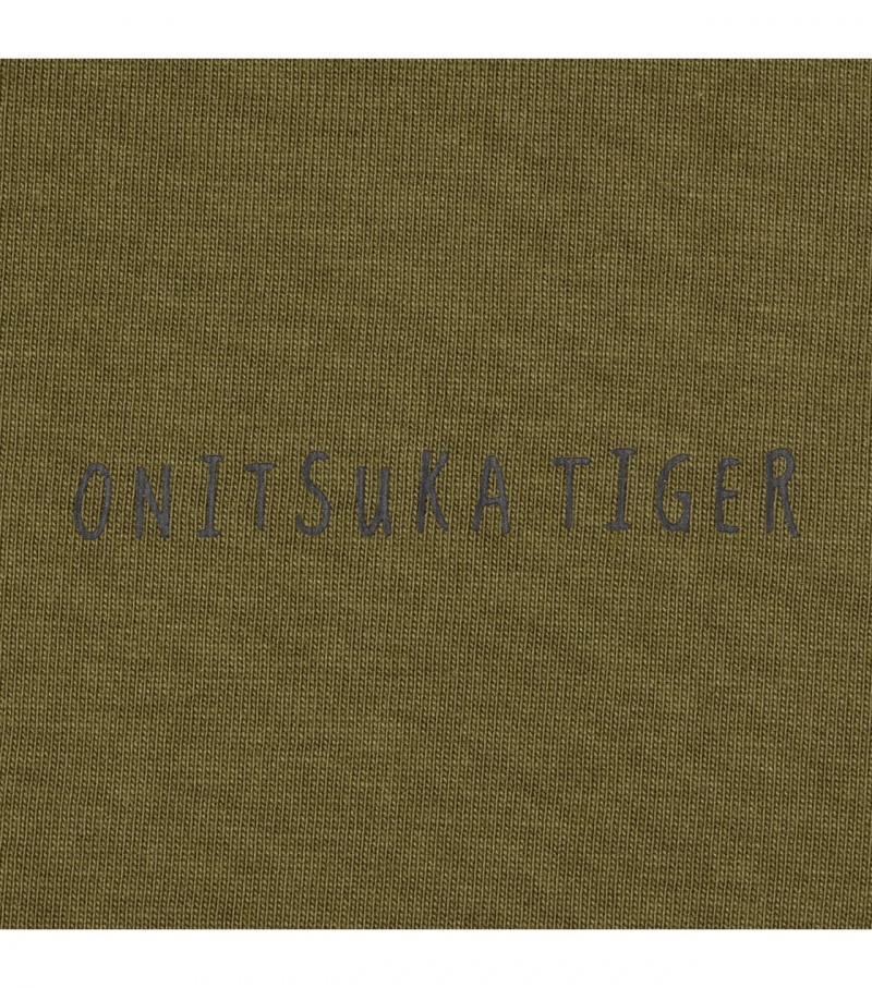 Khaki Onitsuka Tiger Graphic T Shirts | 87492-FOKB