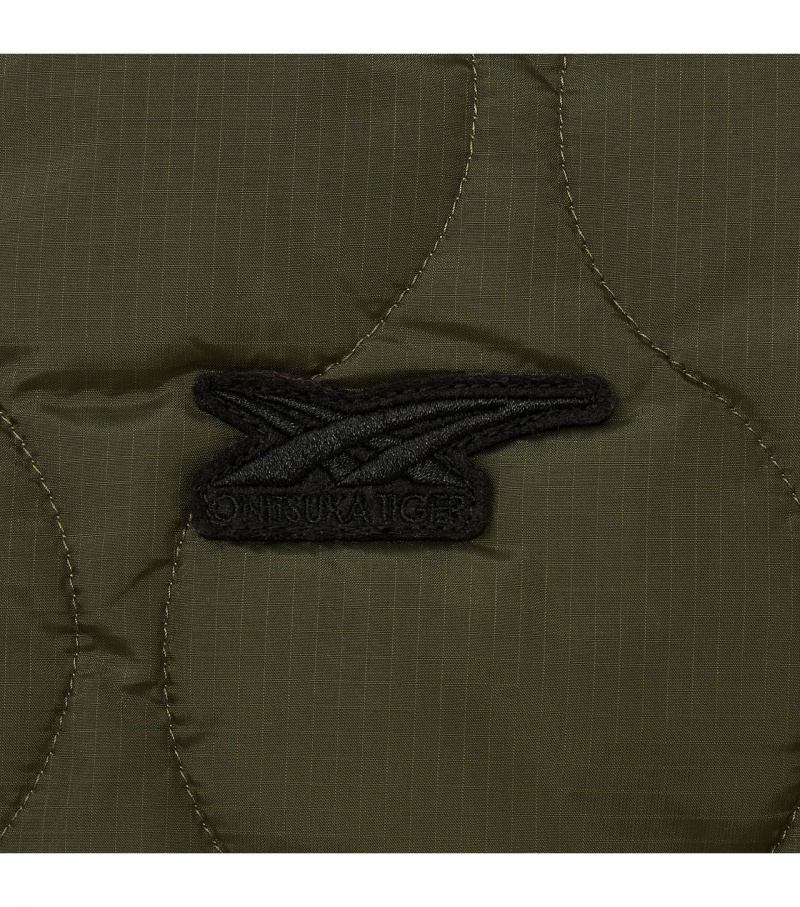 Khaki Onitsuka Tiger Quilted Jackets | 80594-QNAM