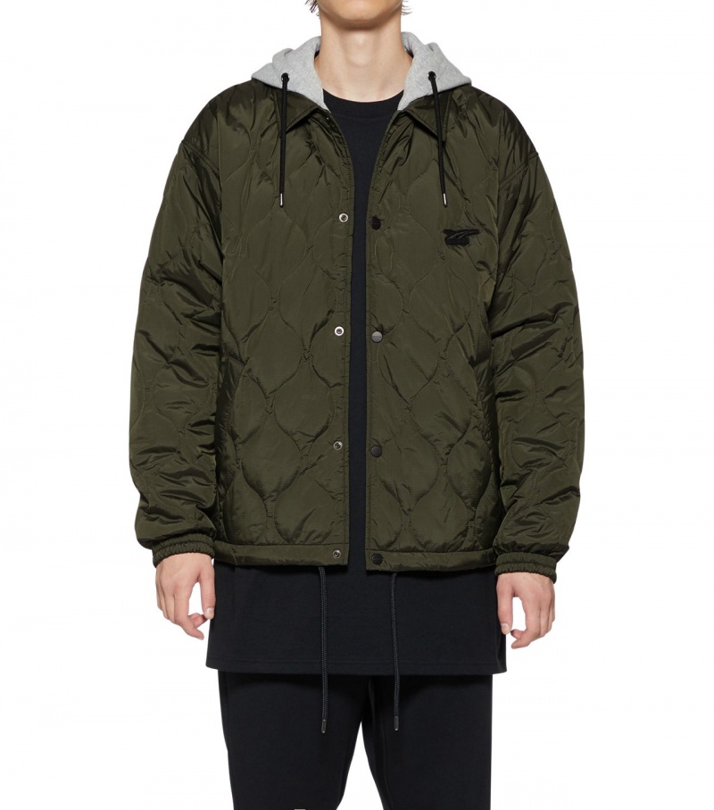 Khaki Onitsuka Tiger Quilted Jackets | 81634-YQEL