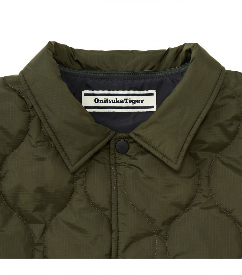 Khaki Onitsuka Tiger Quilted Jackets | 81634-YQEL