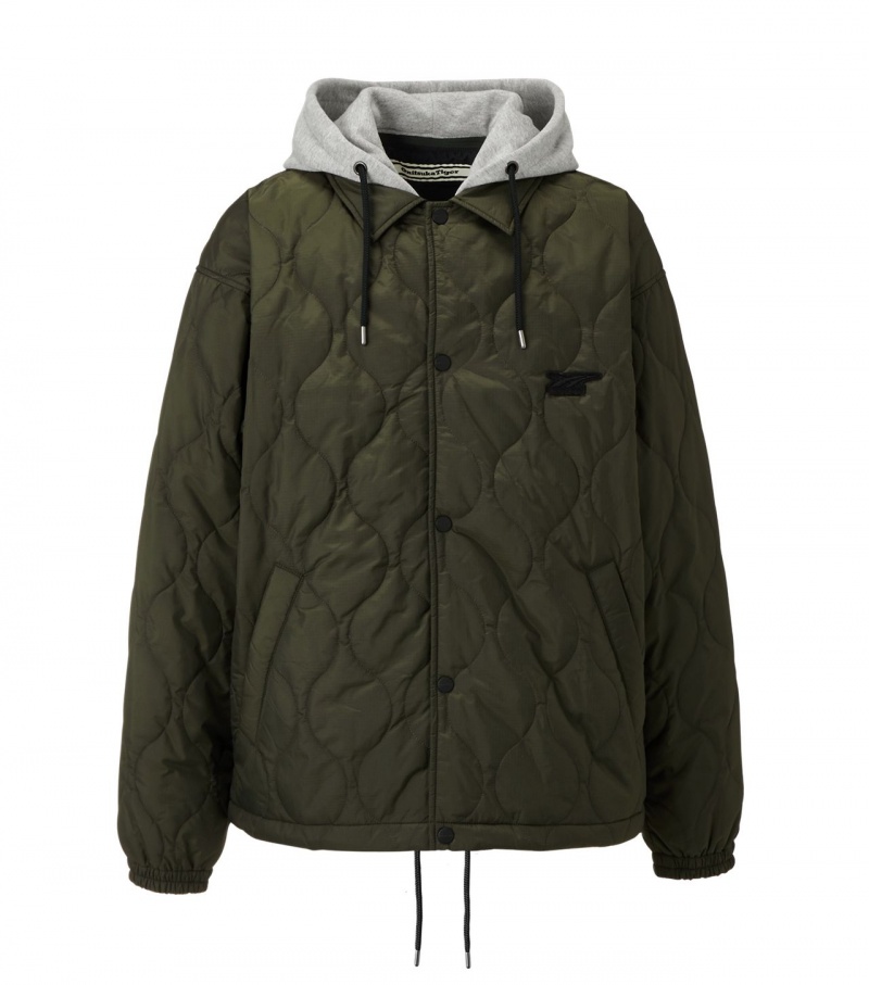 Khaki Onitsuka Tiger Quilted Jackets | 81634-YQEL