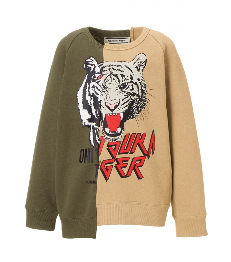 Khaki / Beige Onitsuka Tiger Sweat Tops | 57634-BYXU