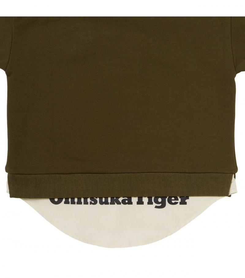 Khaki / Beige Onitsuka Tiger Sweat Tops | 52419-QHDT