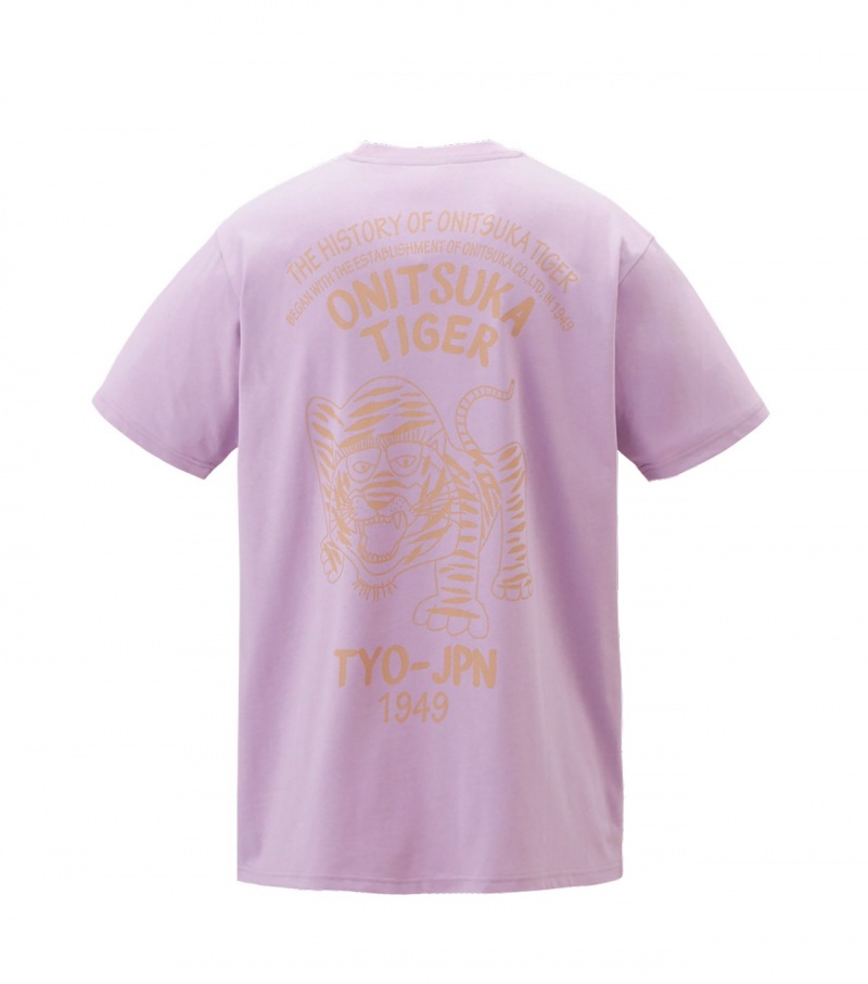 Lavender Onitsuka Tiger Graphic T Shirts | 08951-WRGM