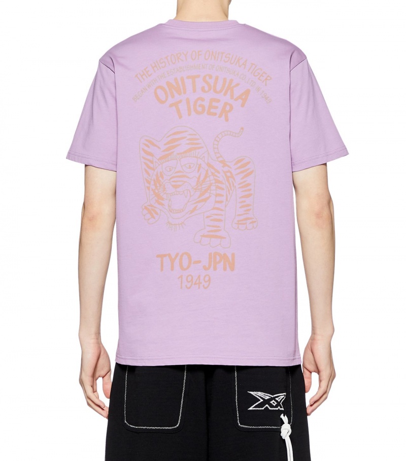 Lavender Onitsuka Tiger Graphic T Shirts | 08951-WRGM