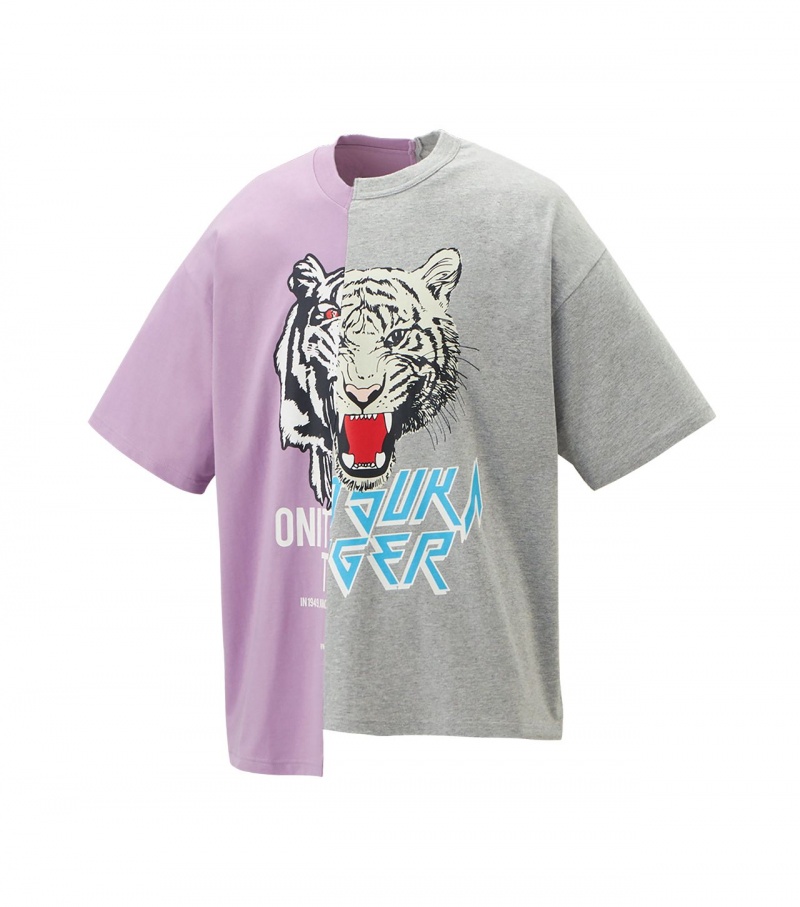 Lavender / Grey Onitsuka Tiger Graphic T Shirts | 21497-NFEH