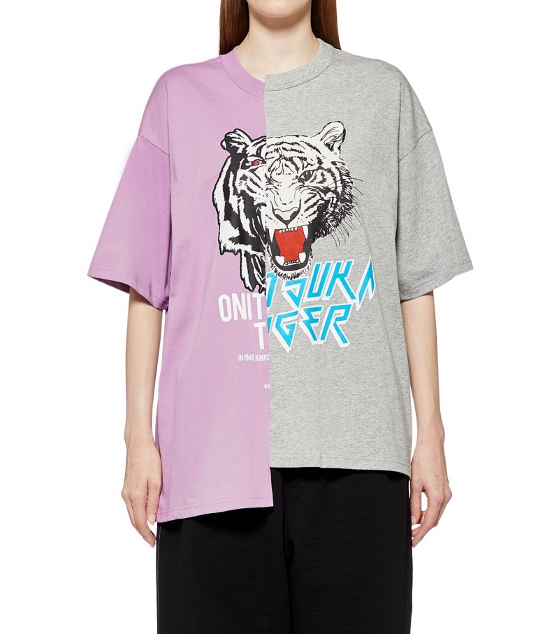 Lavender / Grey Onitsuka Tiger Graphic T Shirts | 21497-NFEH