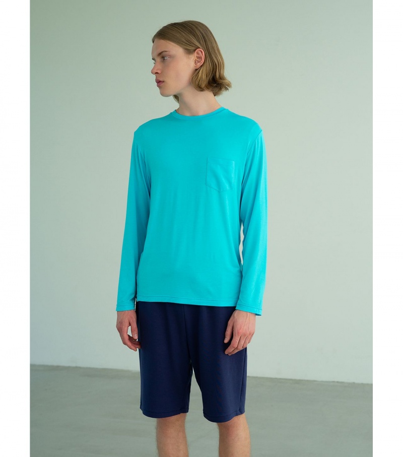 Light Blue Onitsuka Tiger Sweatshirts | 67194-YDAG