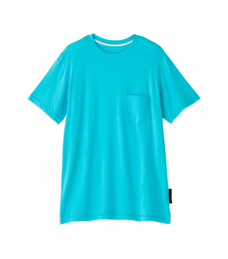 Light Blue Onitsuka Tiger T Shirts | 91204-JWAZ