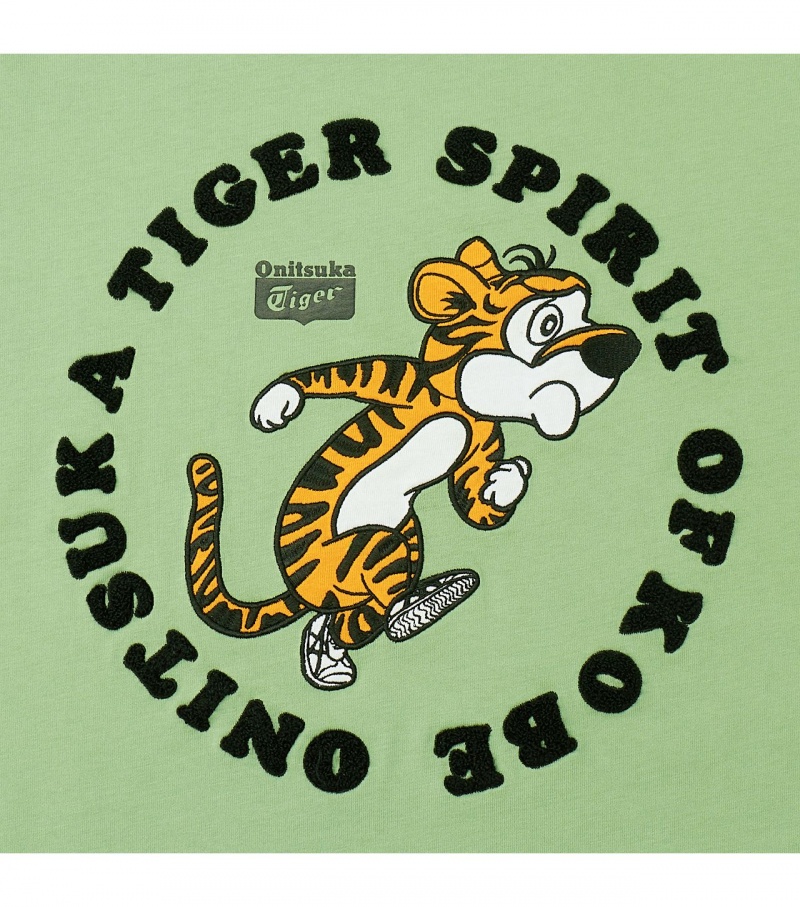 Light Green Onitsuka Tiger Graphic T Shirts | 48729-WFED