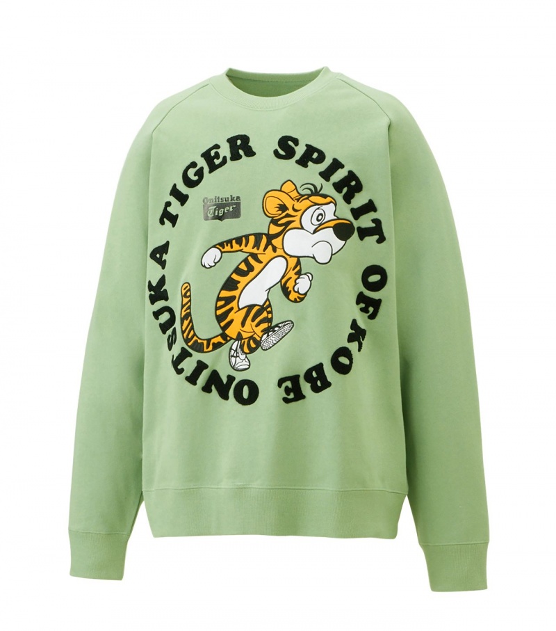 Light Green Onitsuka Tiger Sweat Tops | 03546-FTCW