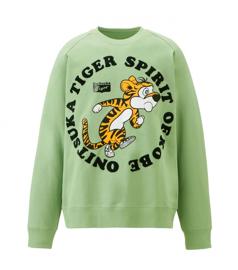 Light Green Onitsuka Tiger Sweat Tops | 03546-FTCW