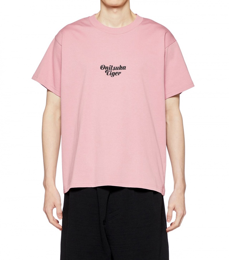 Light Pink Onitsuka Tiger Graphic T Shirts | 83027-XIUO