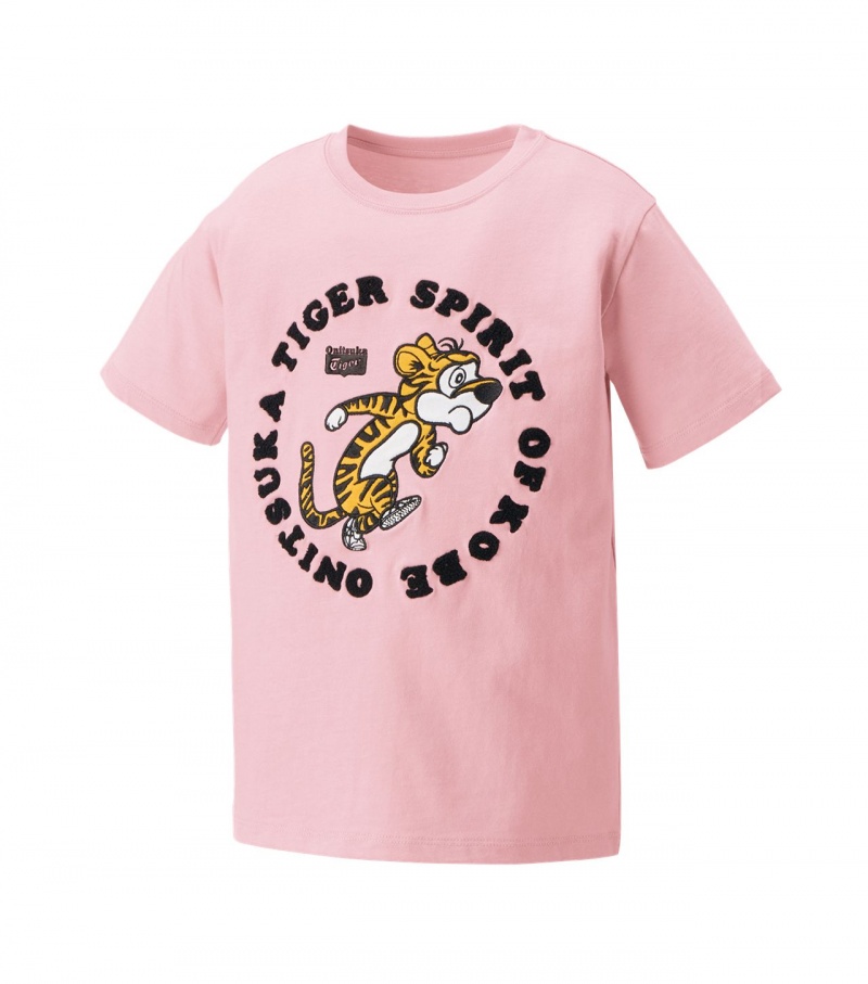 Light Pink Onitsuka Tiger Graphic T Shirts | 57601-PCAU