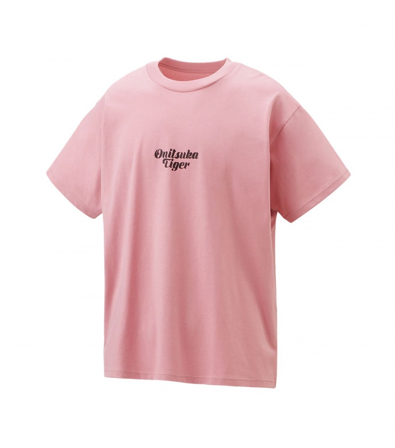 Light Pink Onitsuka Tiger Graphic T Shirts | 96708-KUET