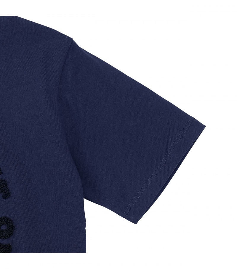 Navy Onitsuka Tiger Graphic T Shirts | 50689-QUDR