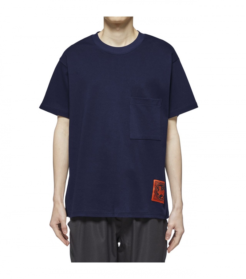 Navy Onitsuka Tiger T Shirts | 36417-YRHX