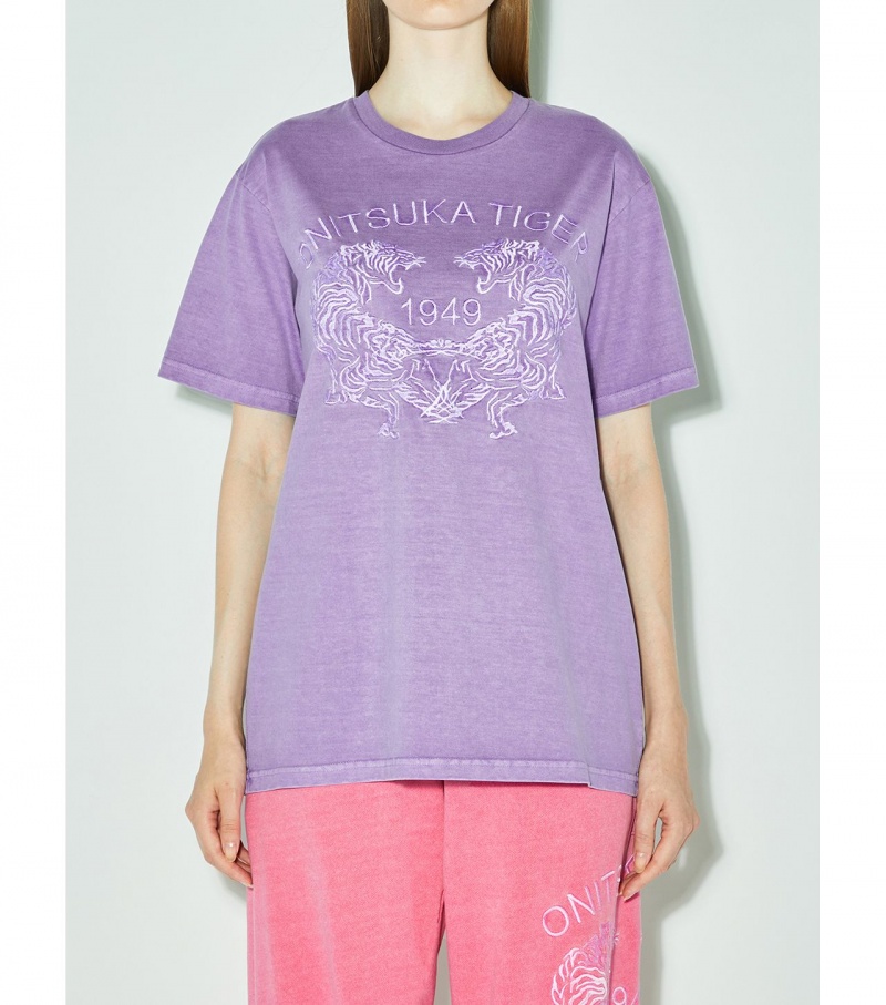 Pink Onitsuka Tiger Graphic T Shirts | 21407-THCI