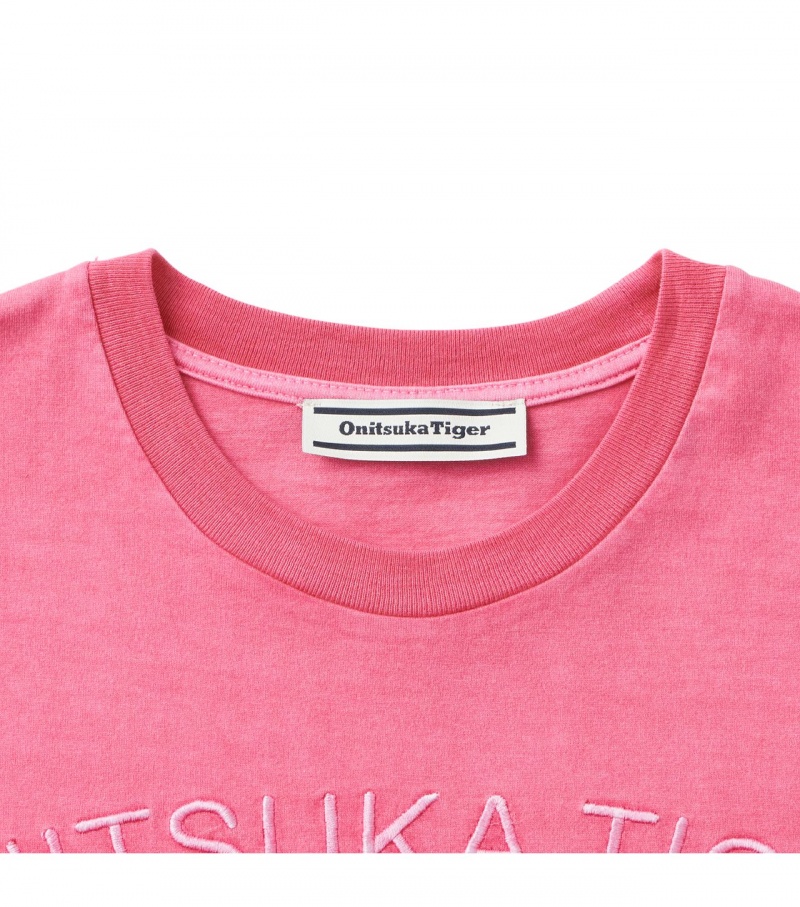 Pink Onitsuka Tiger Graphic T Shirts | 21407-THCI