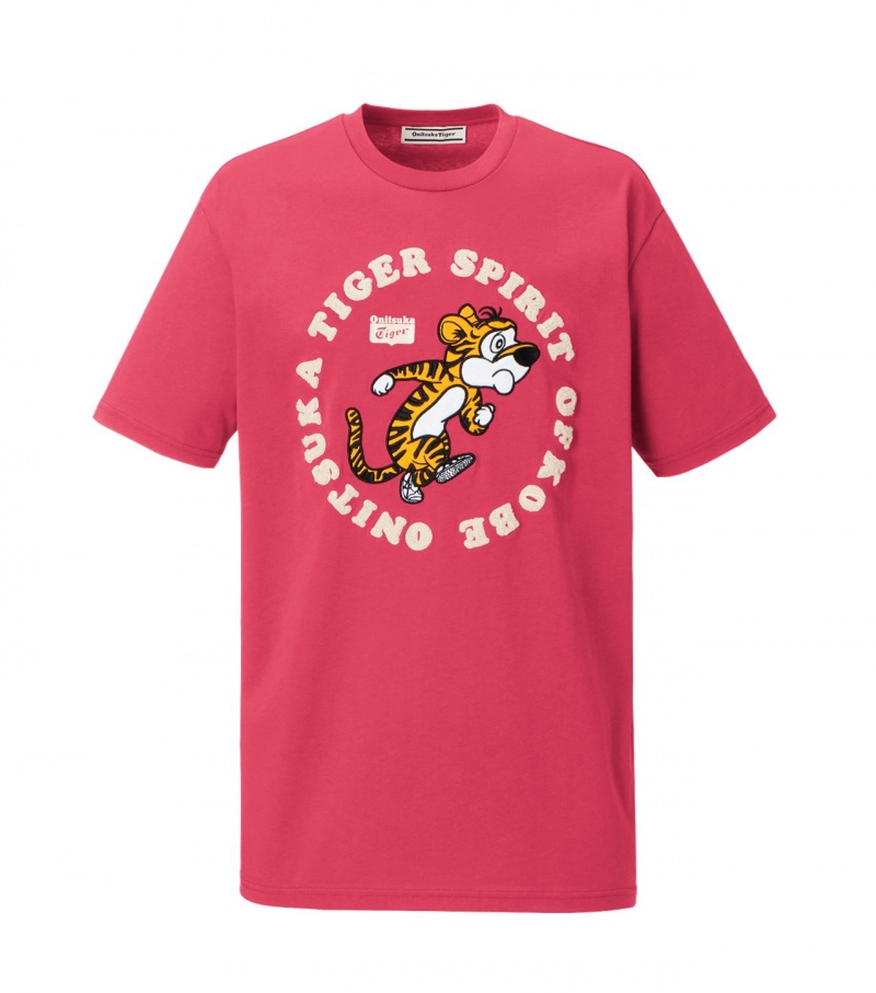 Pink Onitsuka Tiger Graphic T Shirts | 29604-BMWY