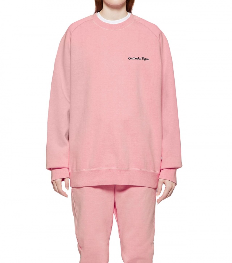 Pink Onitsuka Tiger Washed Ls Tops | 98412-FQJW