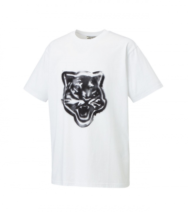 White Onitsuka Tiger Graphic T Shirts | 02349-PGXZ