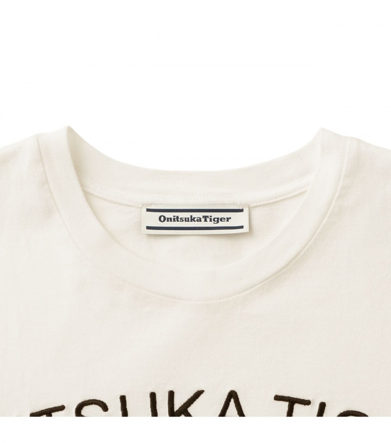 White Onitsuka Tiger Graphic T Shirts | 12806-YUIT