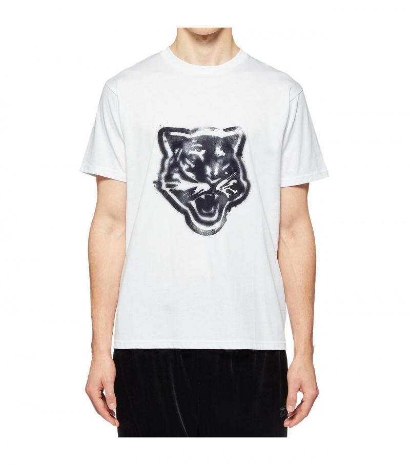 White Onitsuka Tiger Graphic T Shirts | 19420-LTUB