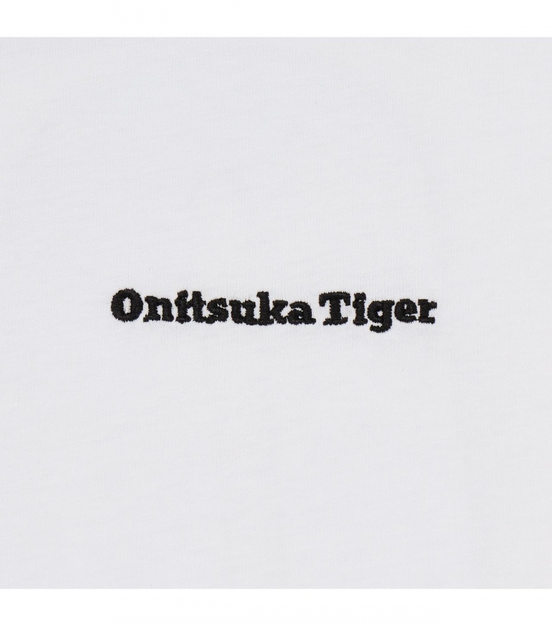 White Onitsuka Tiger Graphic T Shirts | 38957-XVEQ