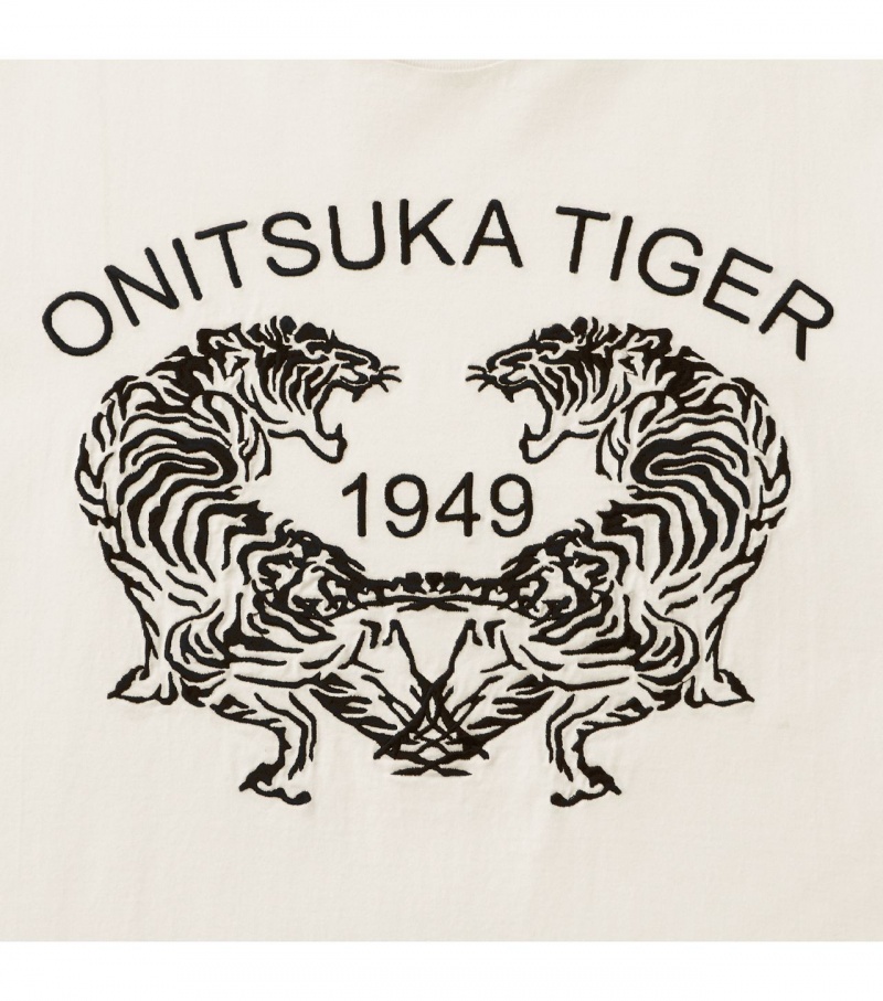 White Onitsuka Tiger Graphic T Shirts | 59472-HKBV