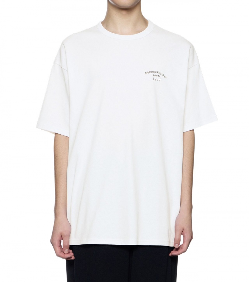 White Onitsuka Tiger Graphic T Shirts | 58634-UBIL