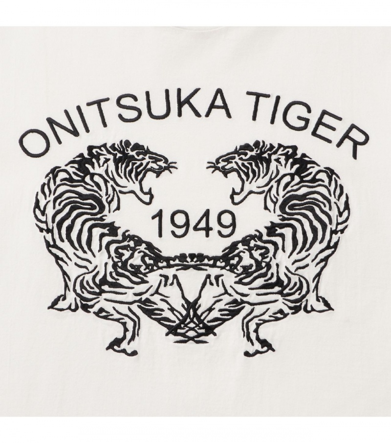 White Onitsuka Tiger Graphic T Shirts | 59213-SZWR