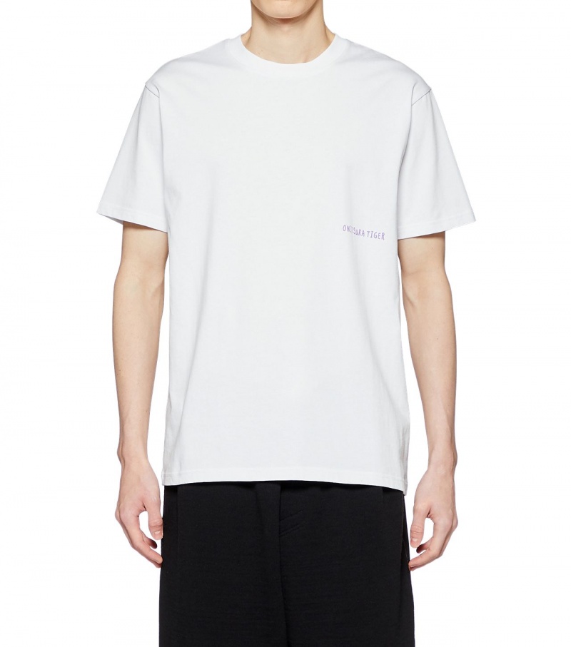 White Onitsuka Tiger Graphic T Shirts | 76821-LVKG