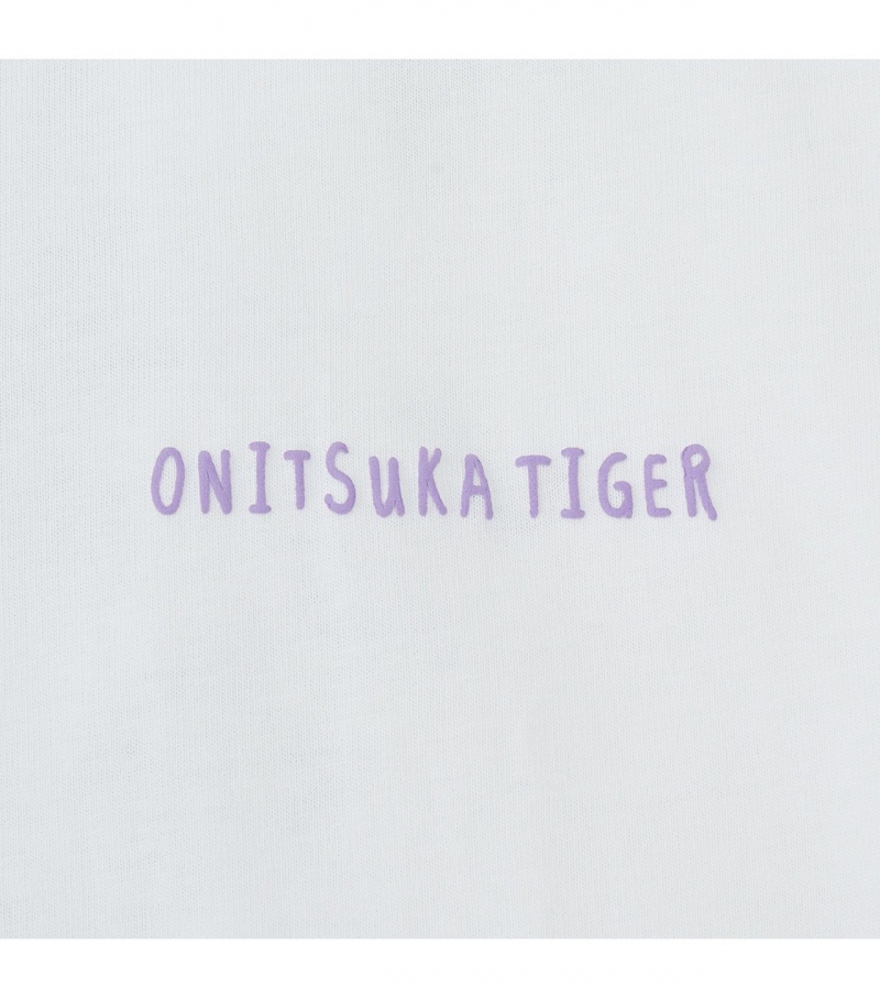 White Onitsuka Tiger Graphic T Shirts | 76821-LVKG