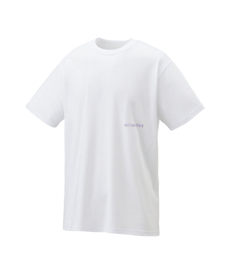 White Onitsuka Tiger Graphic T Shirts | 87435-EHOQ