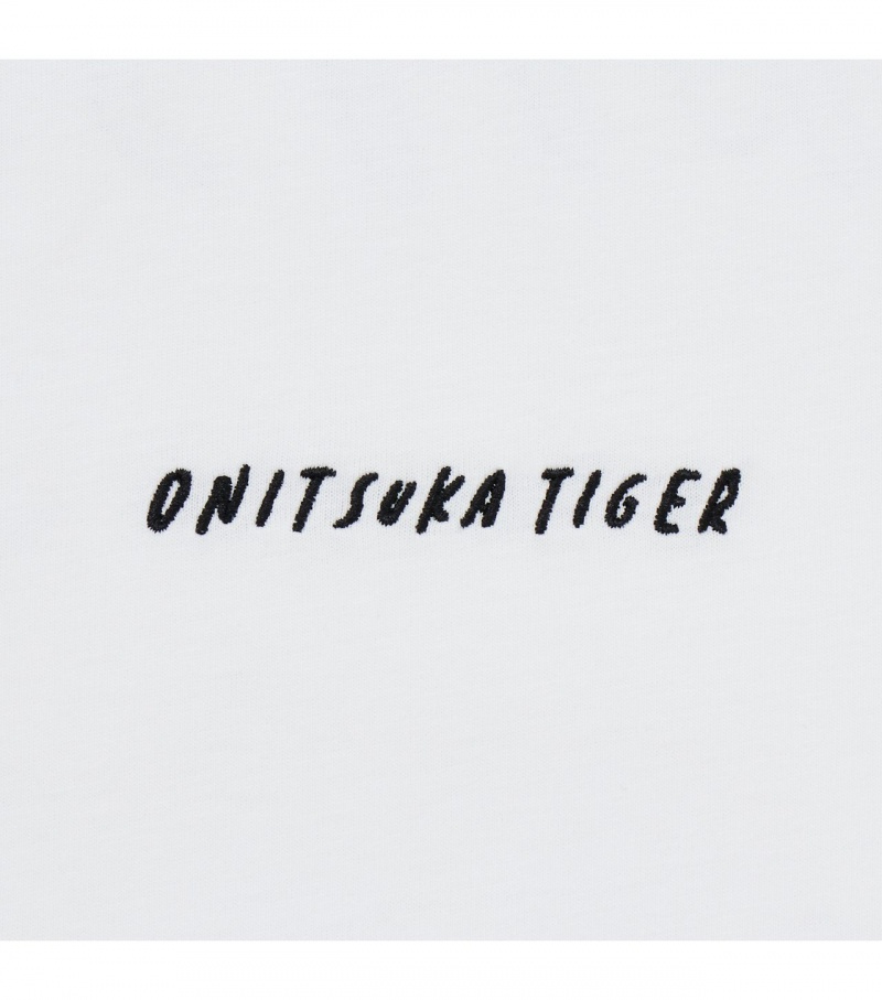 White Onitsuka Tiger Graphic T Shirts | 84736-GSTV