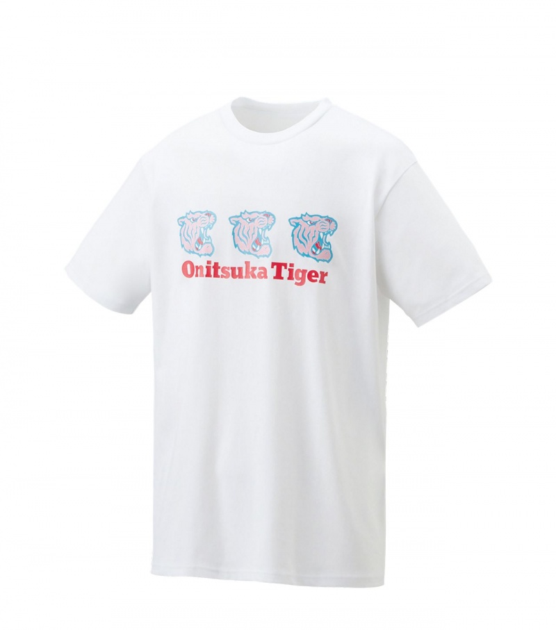 White Onitsuka Tiger Graphic T Shirts | 90513-GUNQ