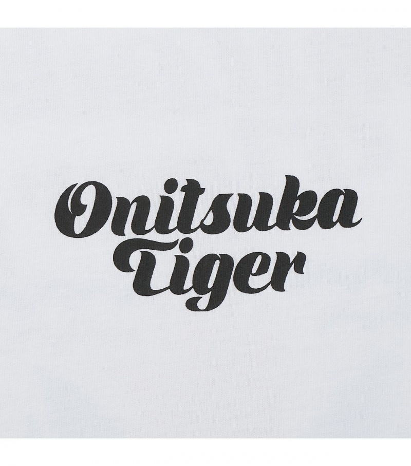 White Onitsuka Tiger Graphic T Shirts | 95137-ZYDL