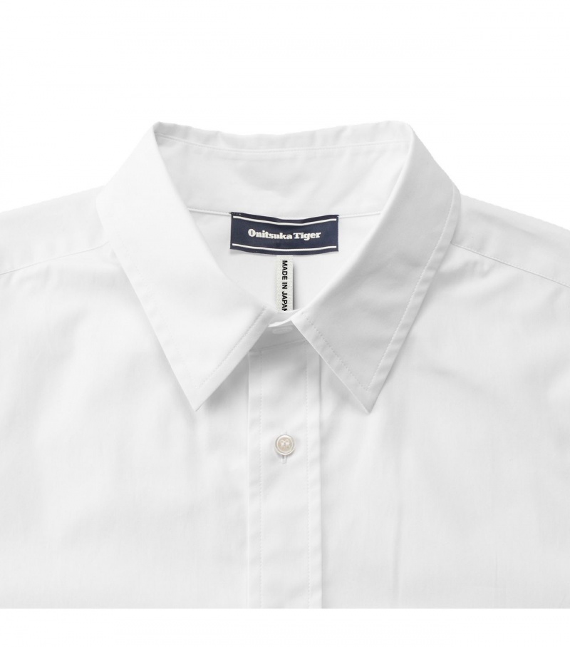 White Onitsuka Tiger Ls Shirts | 82967-GXEV