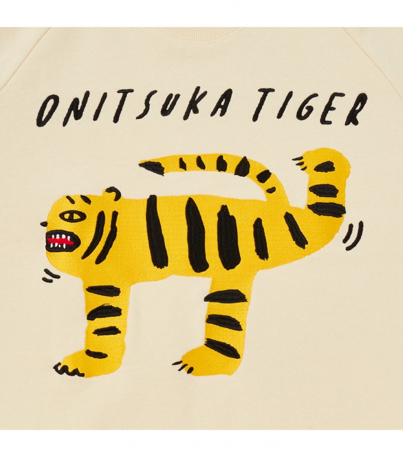 White Onitsuka Tiger Sweat Tops | 73802-UTXO