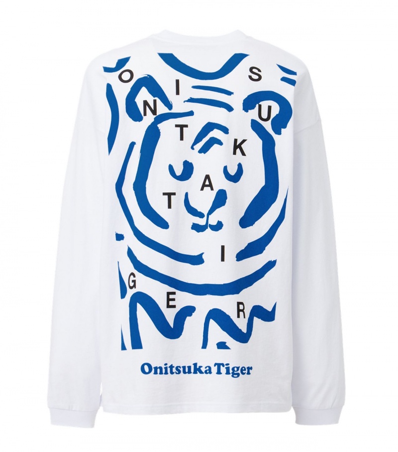 White Onitsuka Tiger Sweatshirts | 13607-MRCA