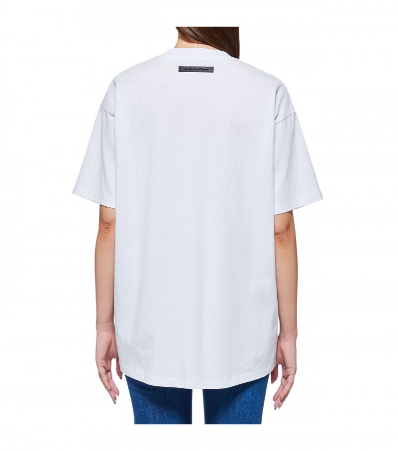 White Onitsuka Tiger T Shirts | 06387-JFYI